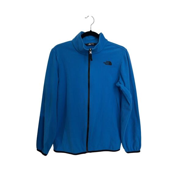 The North Face Fleece Jacket Boys XL Blue Full Zip Mock Neck Lightweight - Picture 1 of 7